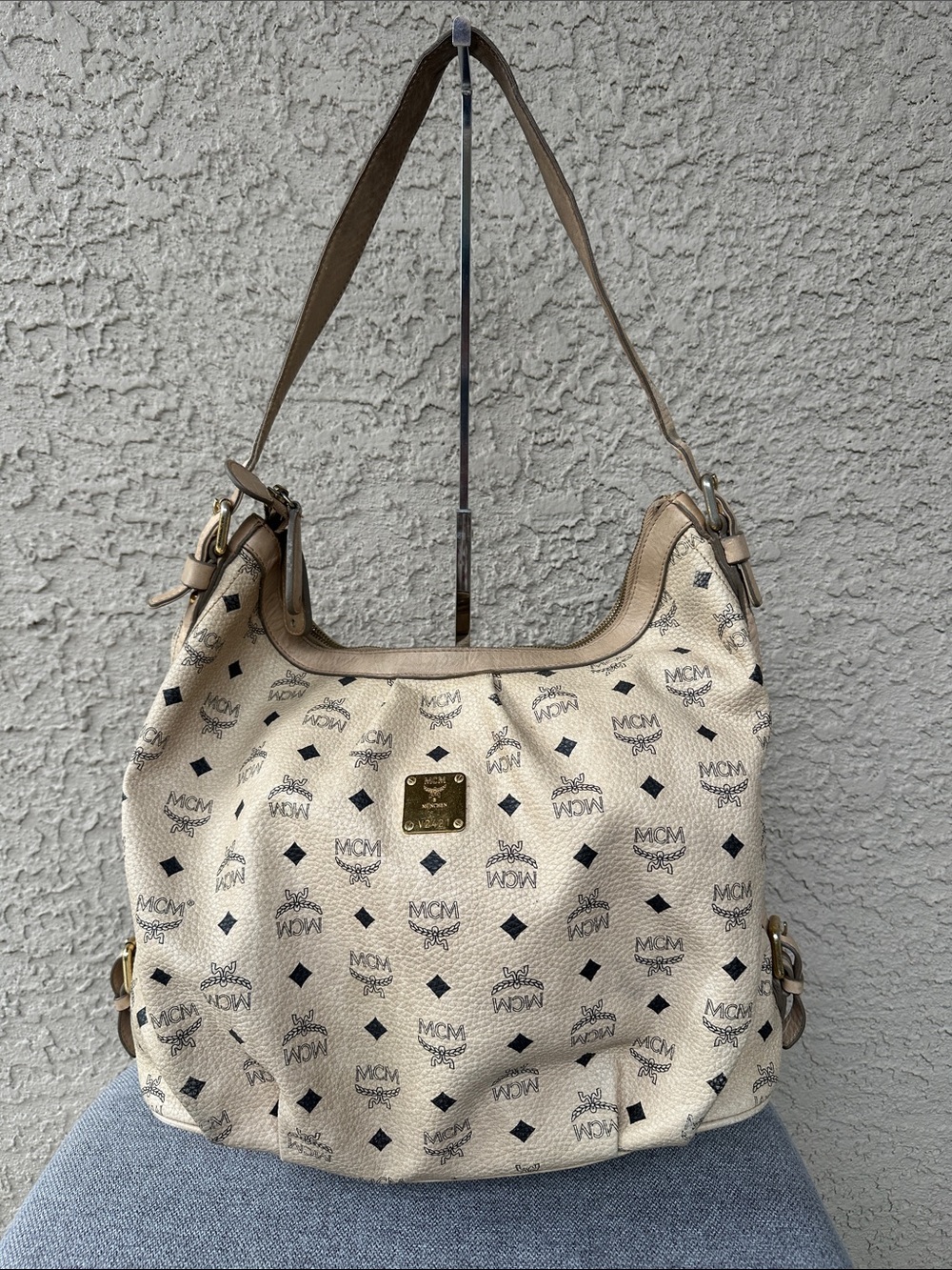 MCM Hobo Bag with Iconic Monogram shoulder bag